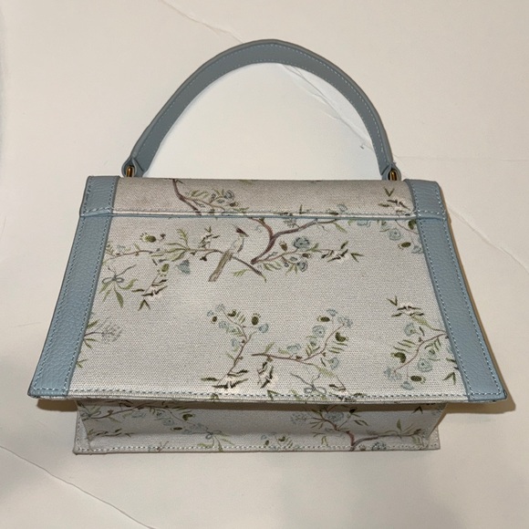 Ariel Okin X Neely & Chloe Floral Top-Handle Shoulder Bag in Light Blue - Picture 4 of 12